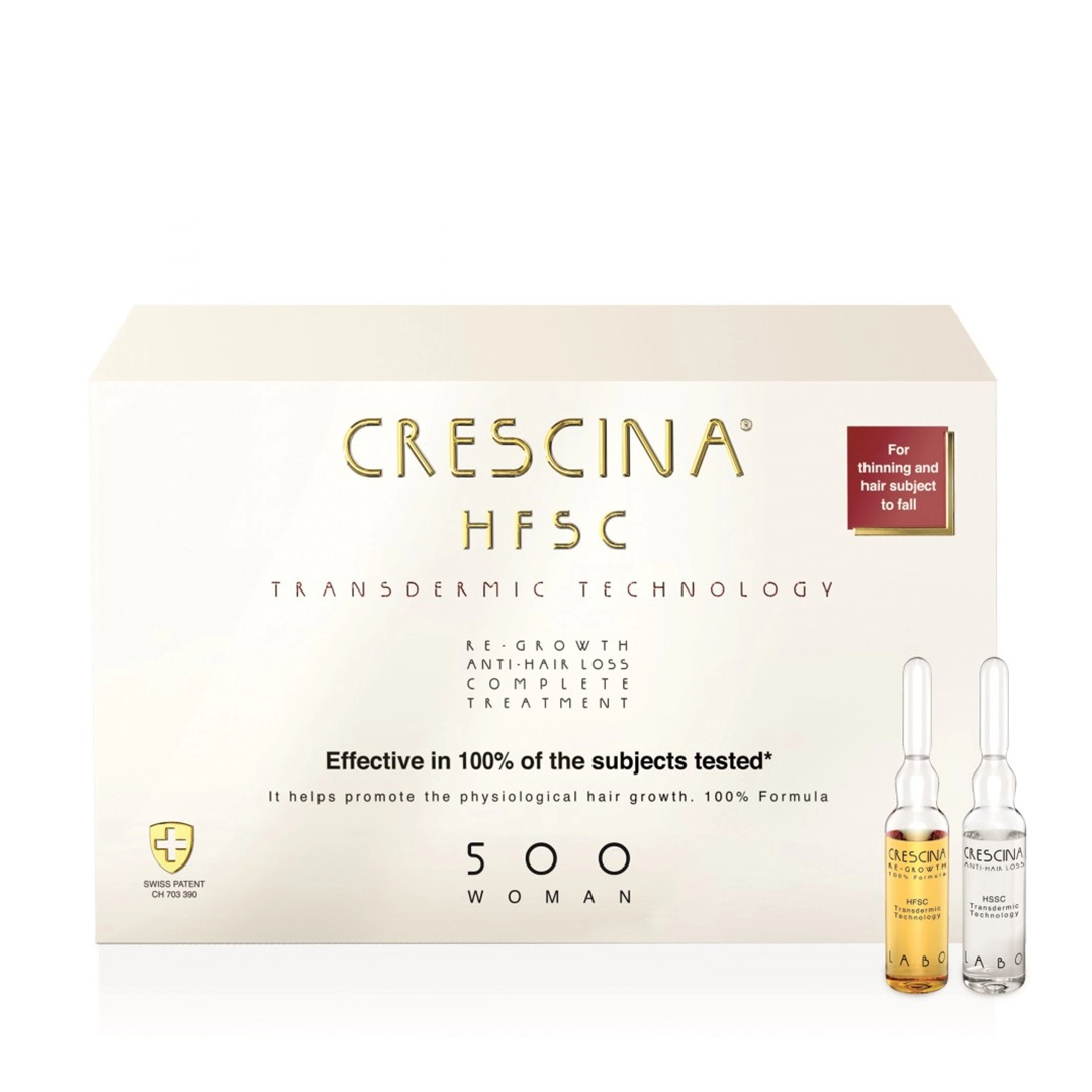 Комплекс для волос для женщин 500 + 500 Crescina HFSC Transdermic Complete  Treatment 500 Woman: косметика по уходу от Tan Gallery